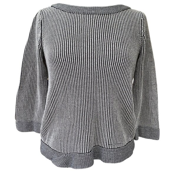 Habitat Cotton Asymmetric Hem Sweater Sz S Black White Minimalist Neutral - Picture 1 of 13